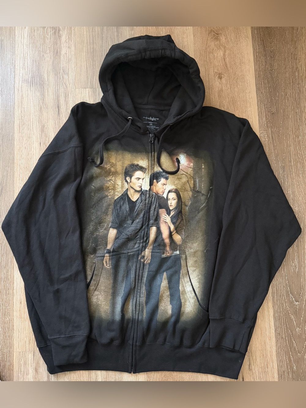 Twilight Saga Unisex Full Zip New Moon Trio Fleece Hoodie Black Size 2XL